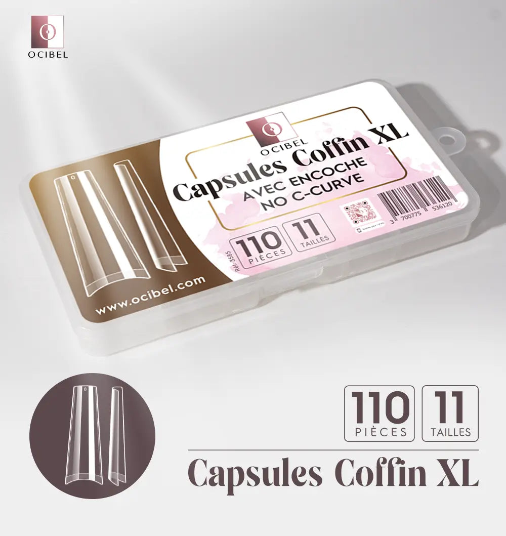 Capsules Soft Gel Coffin XL No Curve Transparente avec petite encoche - 110 Pièces OCIBEL
