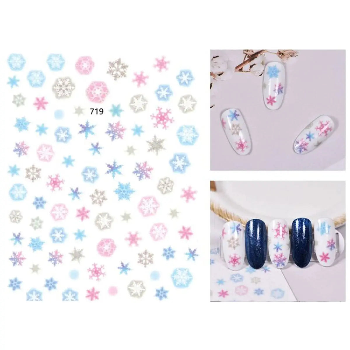 Sticker Nail Art Noël Coloré - Flocons OCIBEL