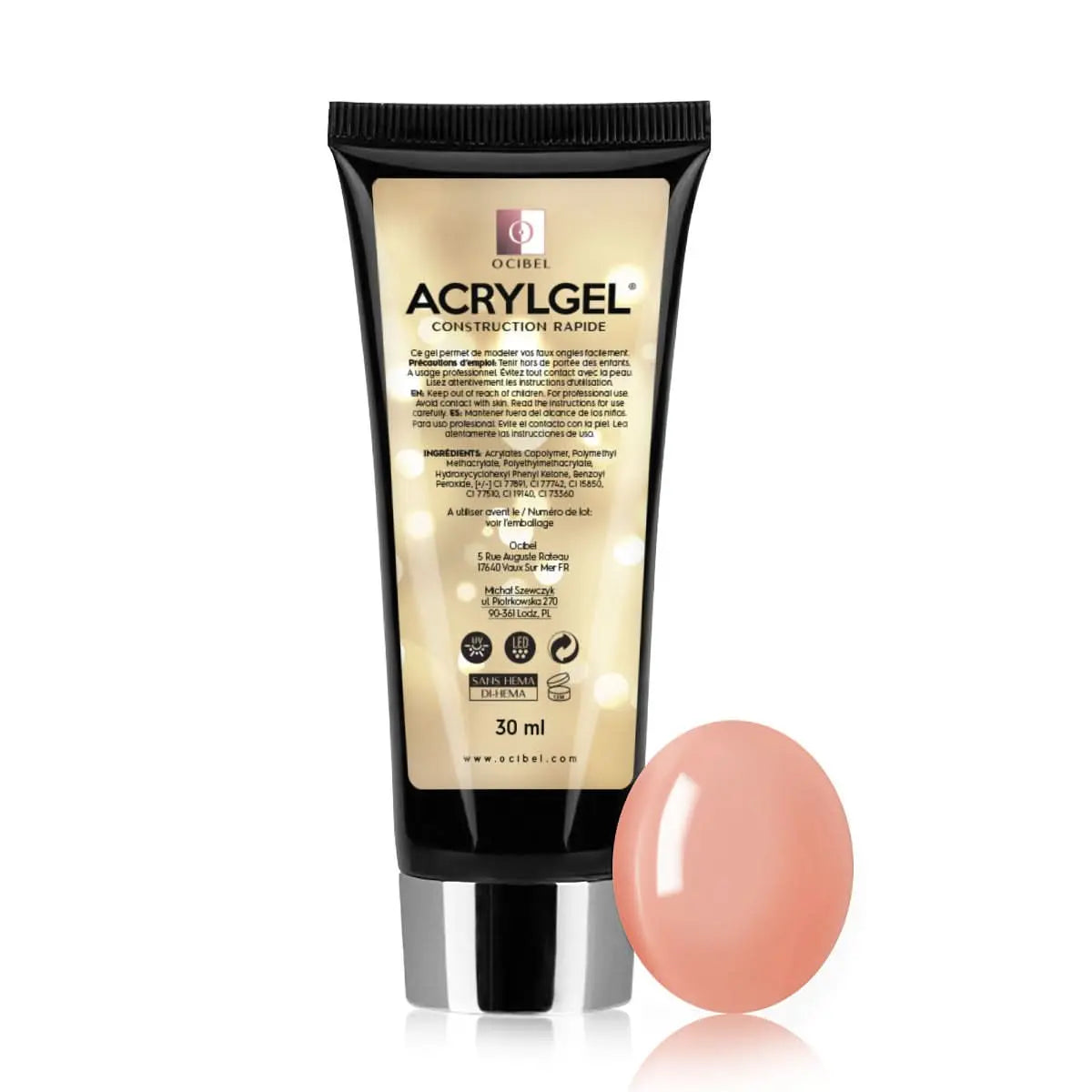 ✨ AcrylGel UV/LED 30g – Sans HEMA / DI-HEMA | Résultat Pro & Tenue Parfaite - Nude 07 OCIBEL