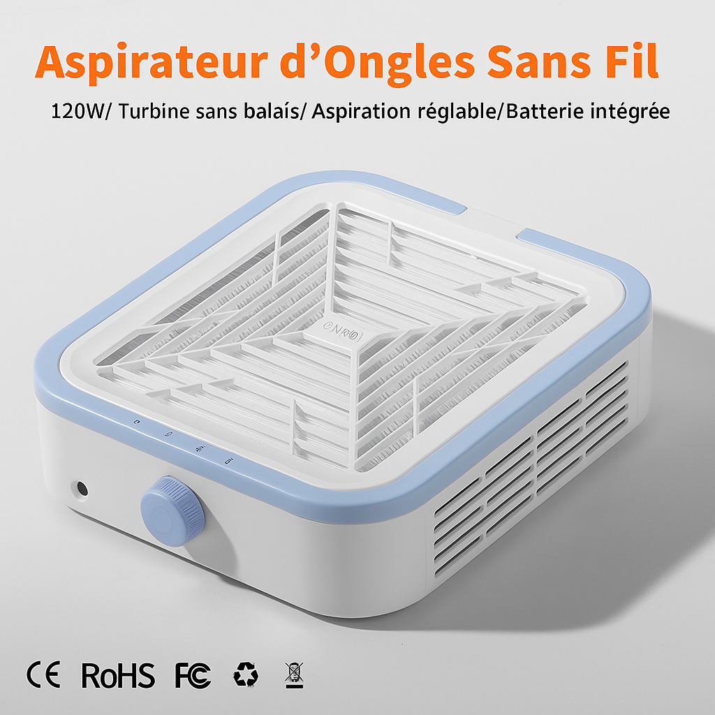 Aspirateur Ongles Rechargeable 120W Brushless Turbo LED Pro OCIBEL