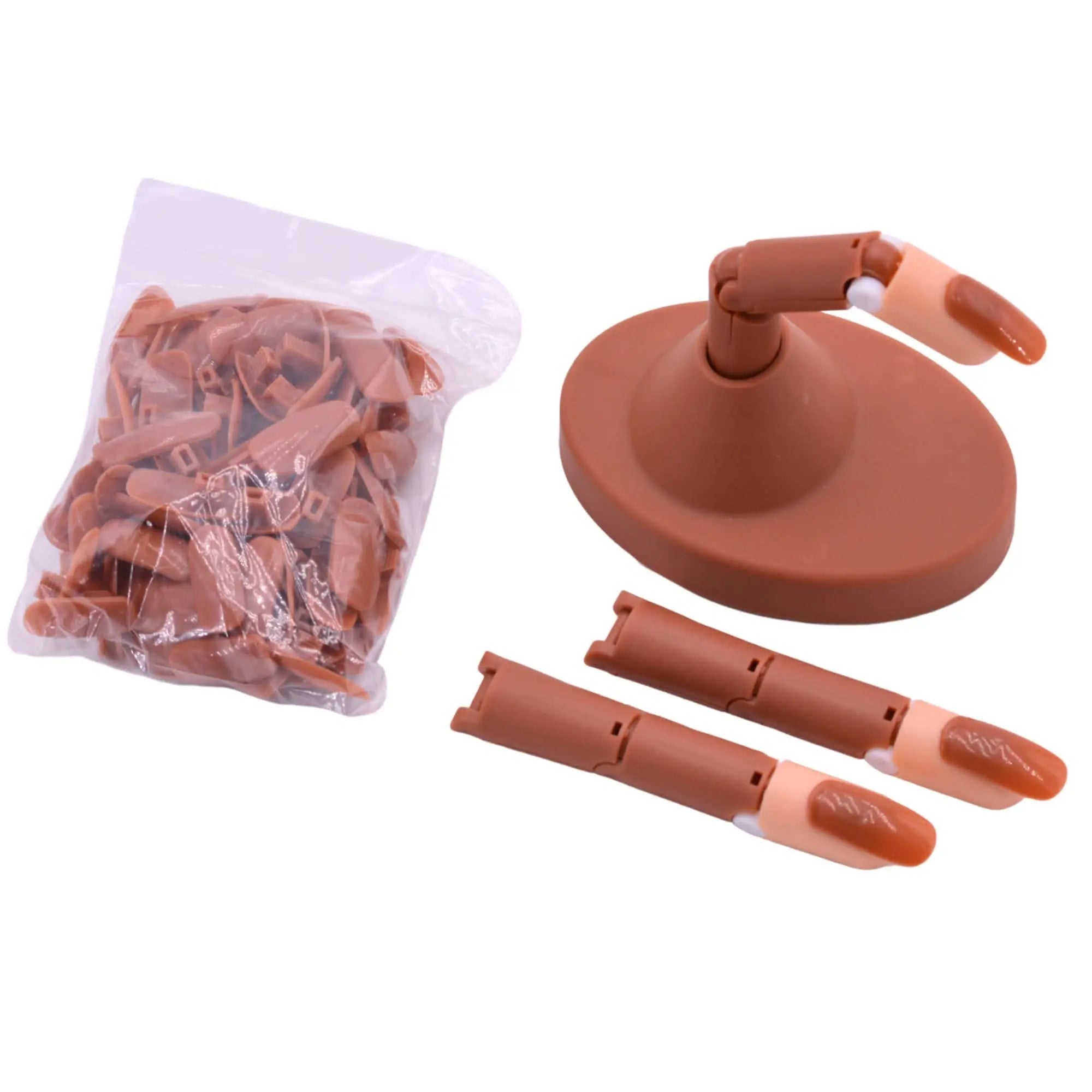 Ensemble 3 Doigts d’entraînement Articulés  support et 100 ongles OCIBEL