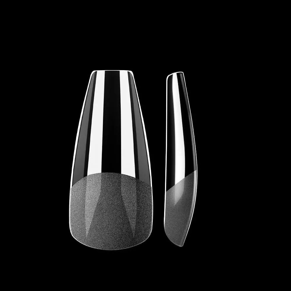Soft Gel Nail Tips 504 Capsules Pose Américaine Demi-Mat Transparente 12 tailles - Medium Coffin OCIBEL