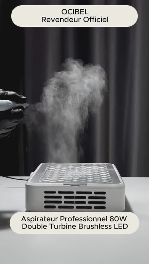 Aspirateur Ongles Professionnel 80W Double Turbine Brushless LED